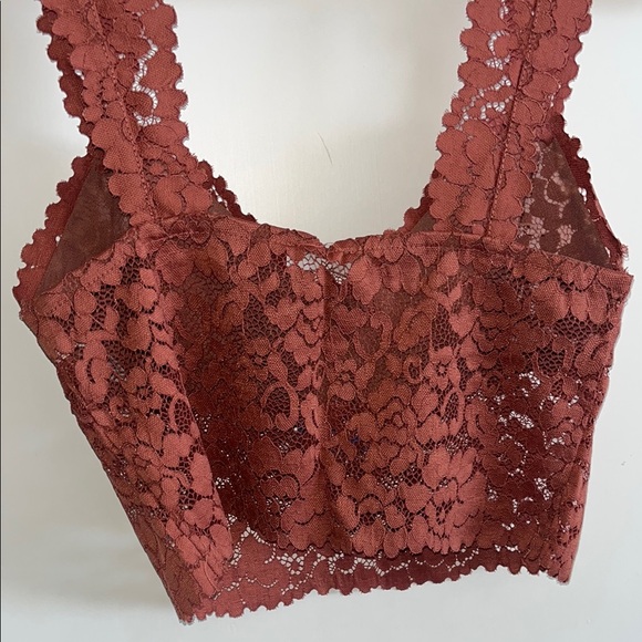 Free People Lace Cropped Tank Top Bralette in Rust - Picture 4 of 6
